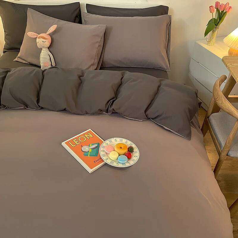 Solid Grey Comforter Sets King Size Cotton Bedding Set Adults Teens Soft Warm Quilts Modern Blankets Pure Thick Bed Comforters H260312