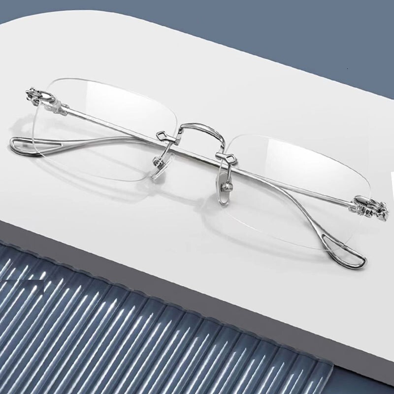 Internet Celebrity Style Color-Changing Rimless Fashion Retro Korean Version Trendy Prescription Eyeglass Frames for Men