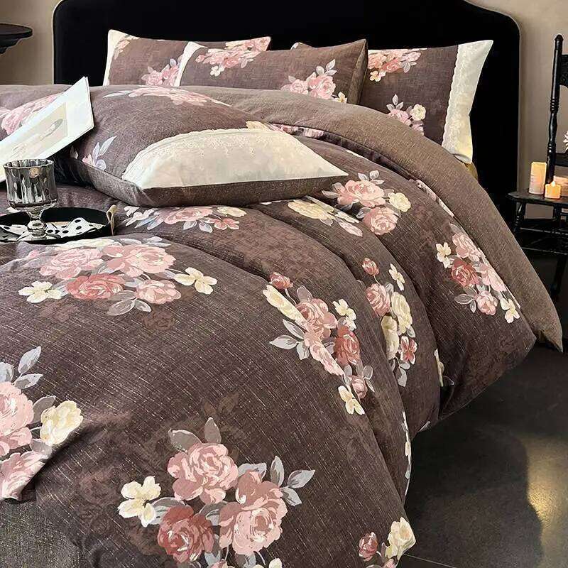 2025 new class A raw hemp four-piece set lace thickened quilt cover bed sheet/fitted sheet dormitory kit H260312