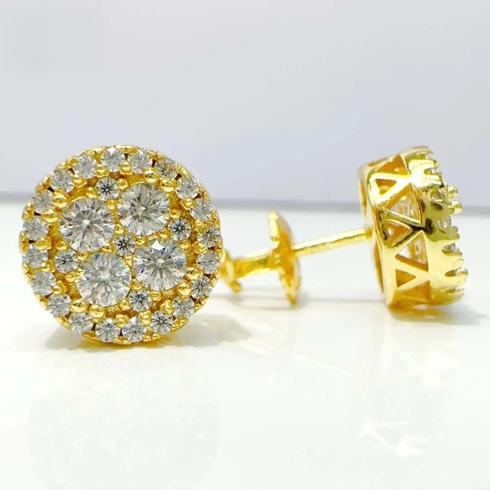 Fashion VVS Diamond Earrings Round Hip Hop Jewelry GRA Moissanite Screw Back Earring For Women