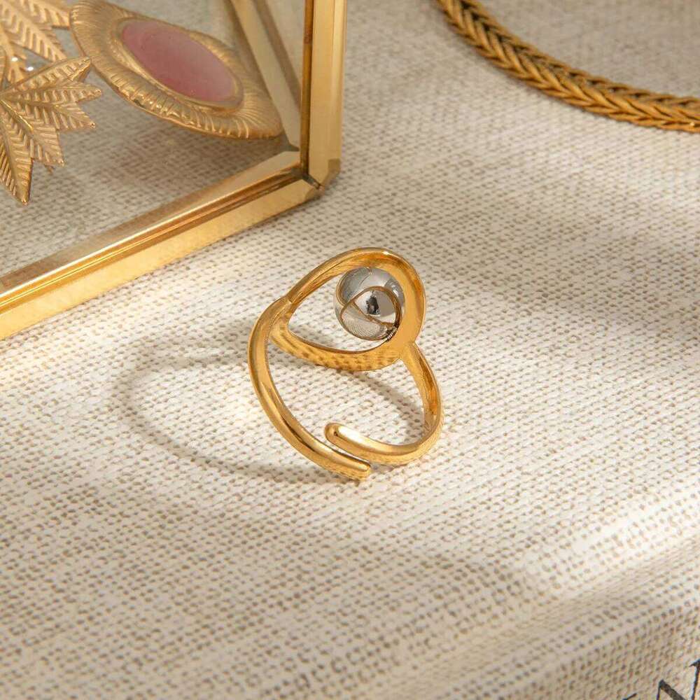 XIANING Popular Stainless Steel Metal Geometric Hollow Open Adjustable Ring for Women 18K PVD Plated Trendy Jewelry H260312