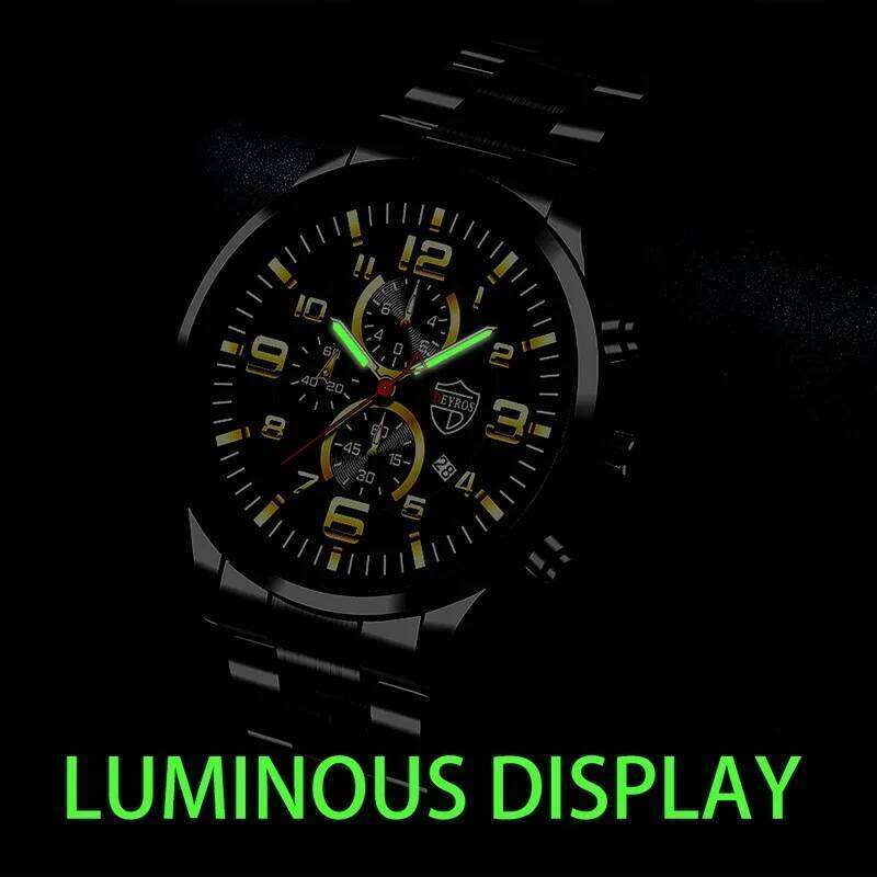 Men's Watches Luxury Stainless Steel Quartz Watch Man Leather Calendar Sports Wristwatch Luminous Clock reloj hombre
