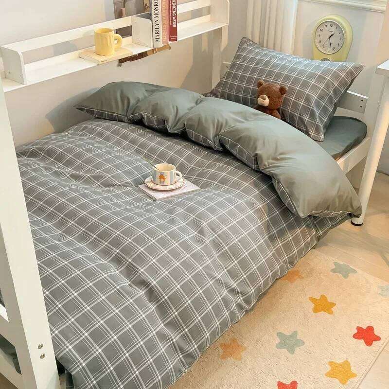 Quality Soft Cotton Duvet Cover Pillowcase Flat Sheet 3pcs Set Home Textiles Bedding Adjustable 0.9-1.2m Bed H260312