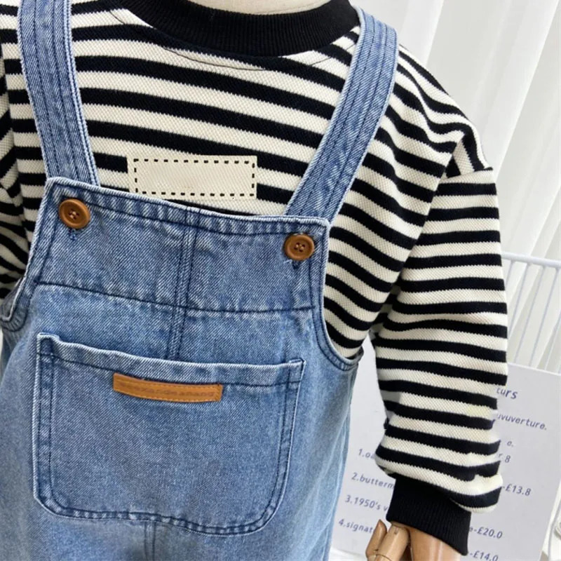 Baby Jeans Kids Solid Jumpsuits Boy Girl Spring Fall Outwear Pant Children Loose Overalls 17Y Toddler Casual Denim Trousers 260311