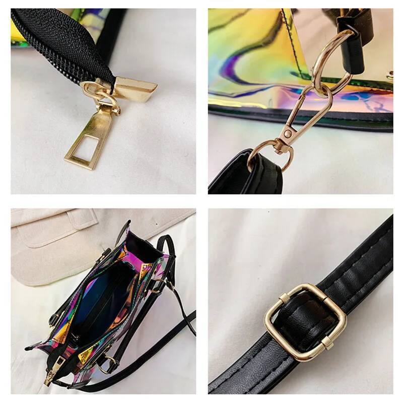 Holographic Transparent Jelly High Quality PVC Women'S Designer Handbag Big Capacity Chain Shoulder Messenger Bags Clear Bag