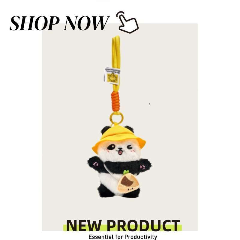 Little Car Keychain Gift Cute Cartoon Giant Panda Bag Pendant Plush Doll Backpack