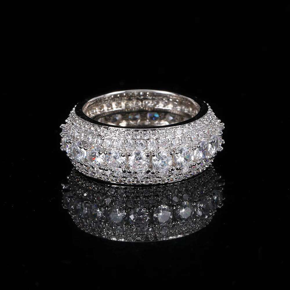 Hip Hop Rapper Rock Quality 5 Row Cubic Zirconia Rings Fashion Jewelry For Women Iced Cuban Ring Drop Shipping H260312
