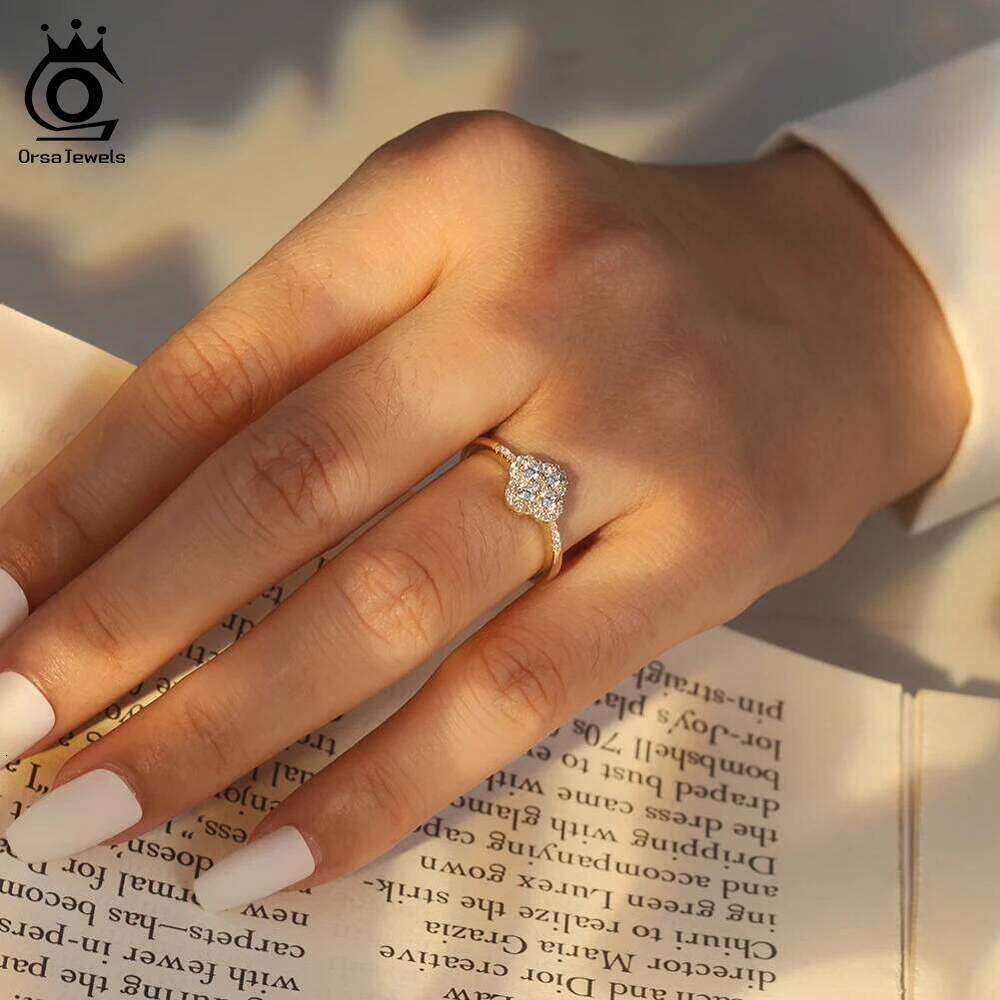 ORSA JEWELS Sparkling 925 Sterling Silver Cr Open Ring With 8A Premium Cubic Zirconia Jewelry for Women Gift LZR43 H260312