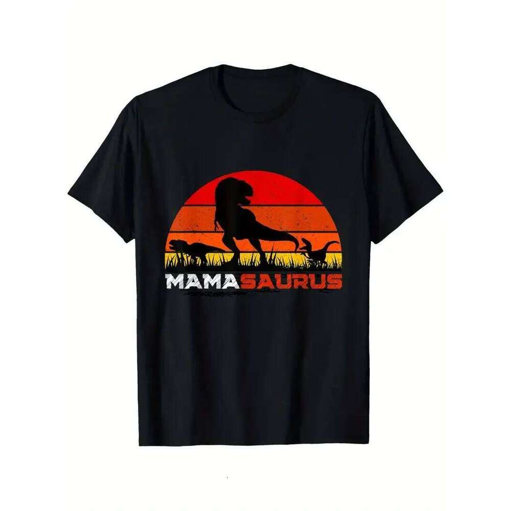 Funny MamaSaurus T-Rex Dinosaur Mom T-Shirt Retro Vintage Tee Soft Crew Neck Short Sleeve Shirt - Mother's Day Gifts for Women Z260312