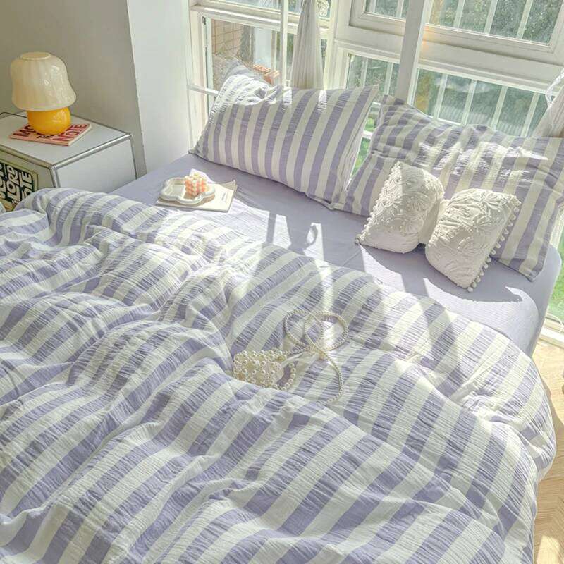 Nordic Ins Popular Striped Duvet Cover Bed Sheets Set Single Twin Full Queen Size Skin-Friendly Soft Bedding H260312