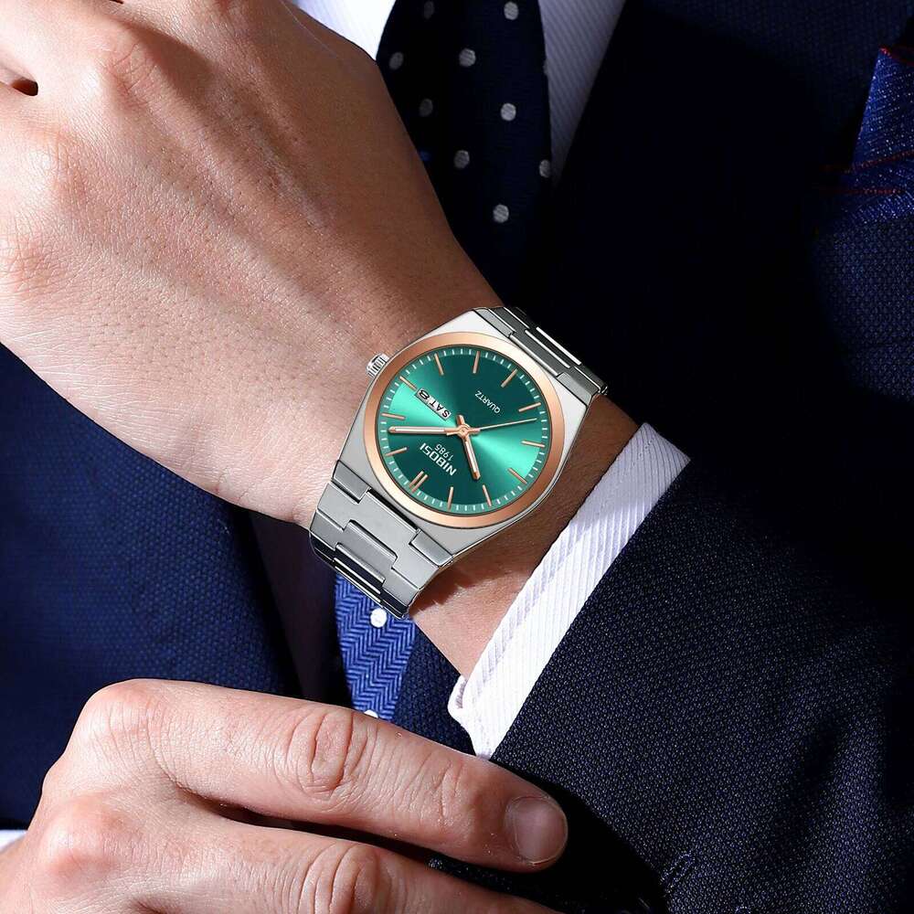 NIBOSI Mens Analog Quartz Watch with Week-Date Waterproof Stainless Steel Strap Men's Wrist Watches Classic Minimalist