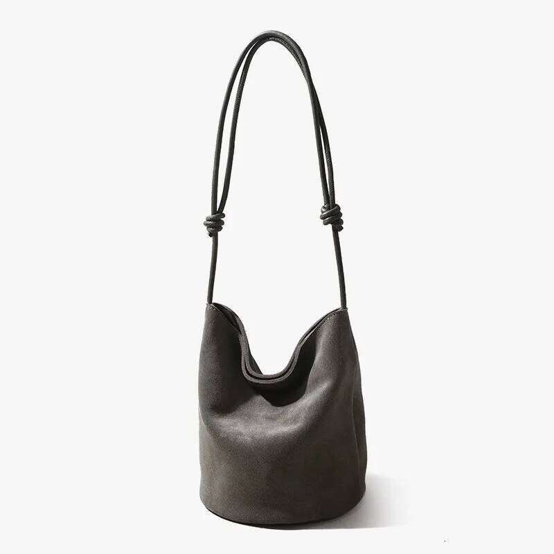 Genuine Leather Bucket Shoulder Bags For Women Soft Suede Tote Purse Handbags Ladies Commuter Satchels WONST