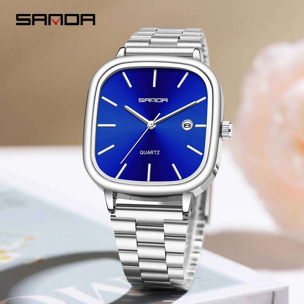 SANDA 2026 Couple Quartz and Women's Square 3ATM Waterproof Calendar Luxury Fashion Men's Watch 3277