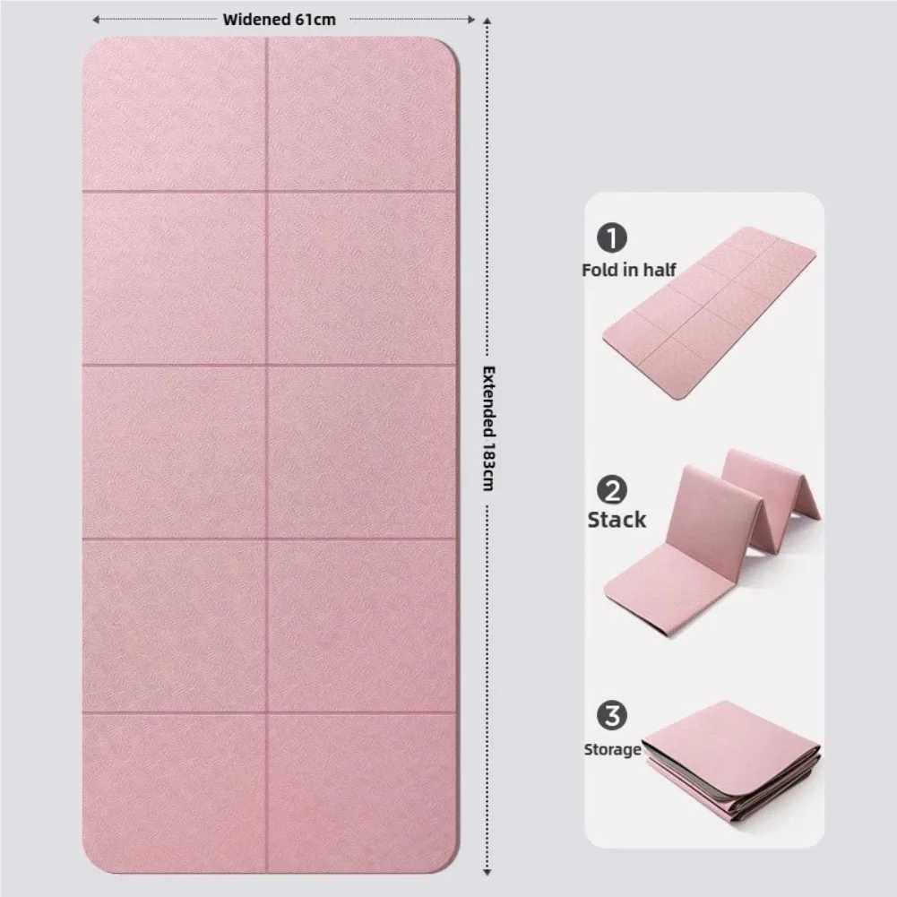 Eco-Friendly TPE Foldable Yoga Mat Double-Sided Non-Slip Travel Fitness Exercise Mat for Pilates and Floor Workouts M260312