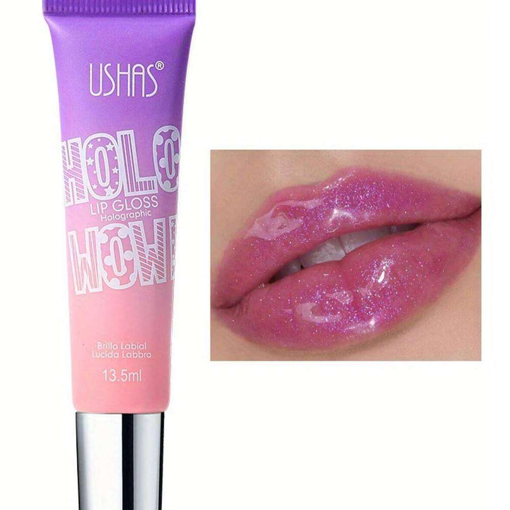 USHAS 3 colorful mirror pearl with flash glaze lasting color doe moisturizing lip honey W260311