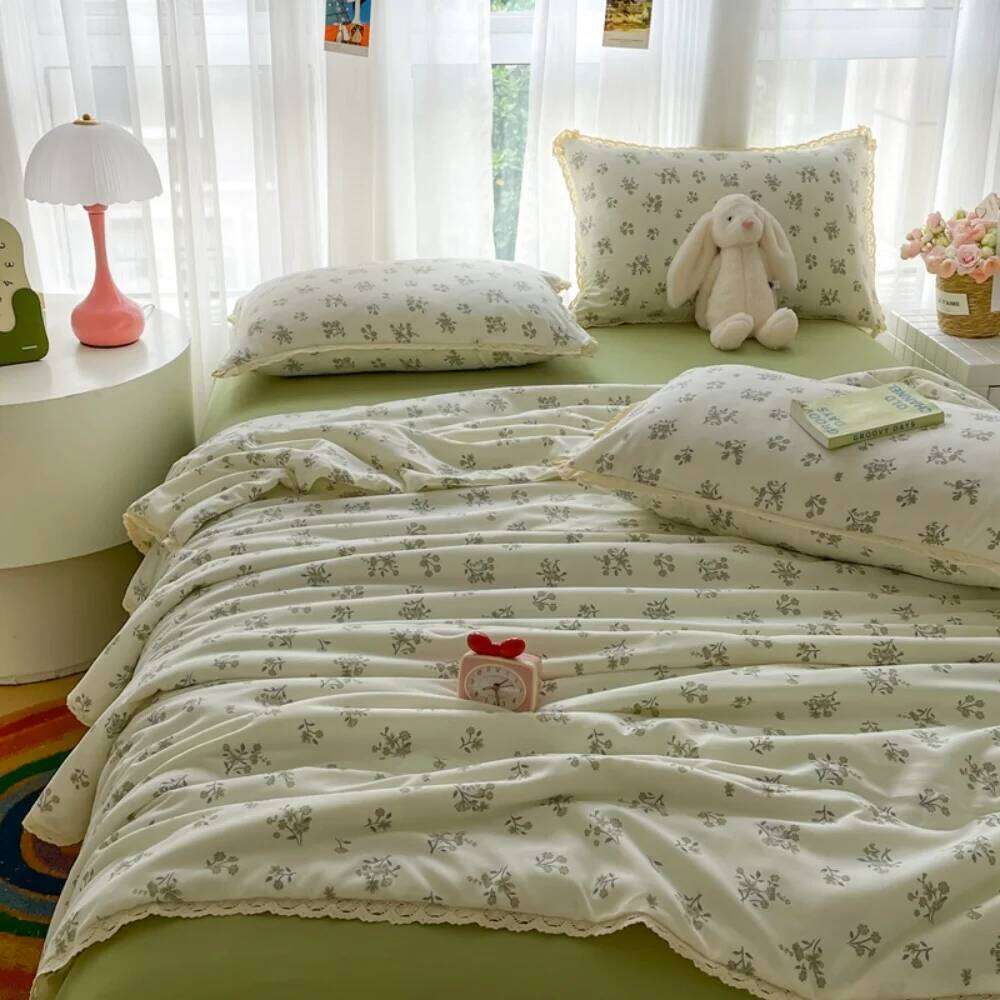 Printed Floral Four Piece Suitable for Bedroom Bedding Set Summer Quilt Bed Sheet With Pillowcases Home Textile H260312