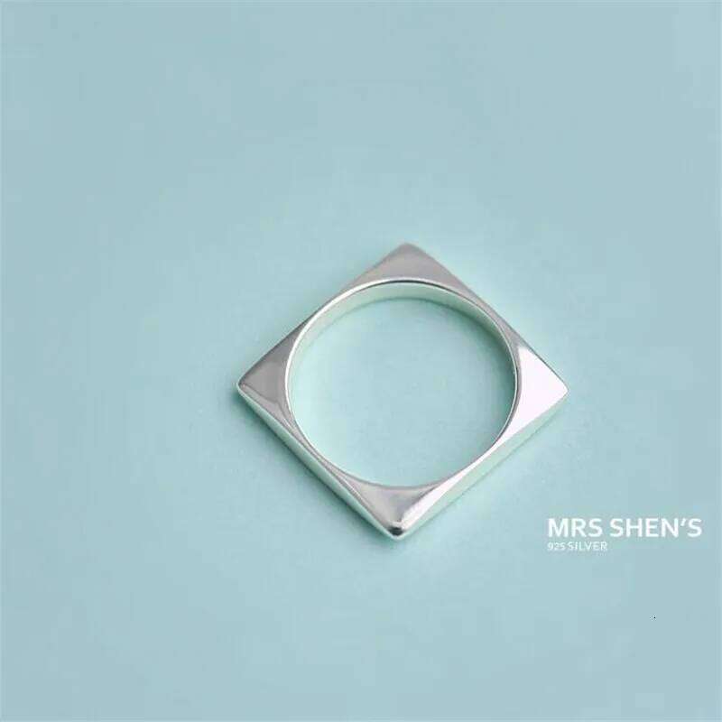 New Simple Popular Inner And Outer Oval Long Fashion Geometric 925 Sterling Silver Jewelry Square Women Opening Rings R098 H260312