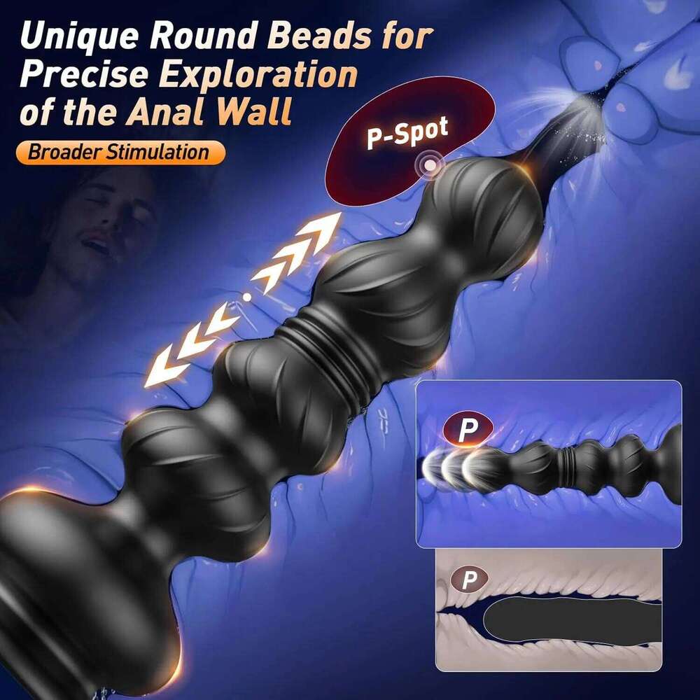 Beads Prostate Massager Anal Vibrator Butt Plug Trainer Vibrating Thrusting Sex Toys for Men Women Adult Z260311