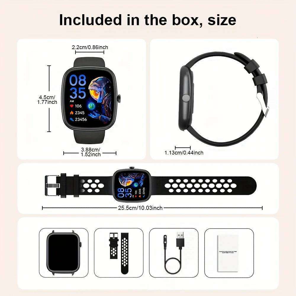LAXASFIT 1.53" HD Screen Smartwatch Men Women Bluetooth Call Smartwatches Fitness Sport Heart Rate Music Playback Smart Watch