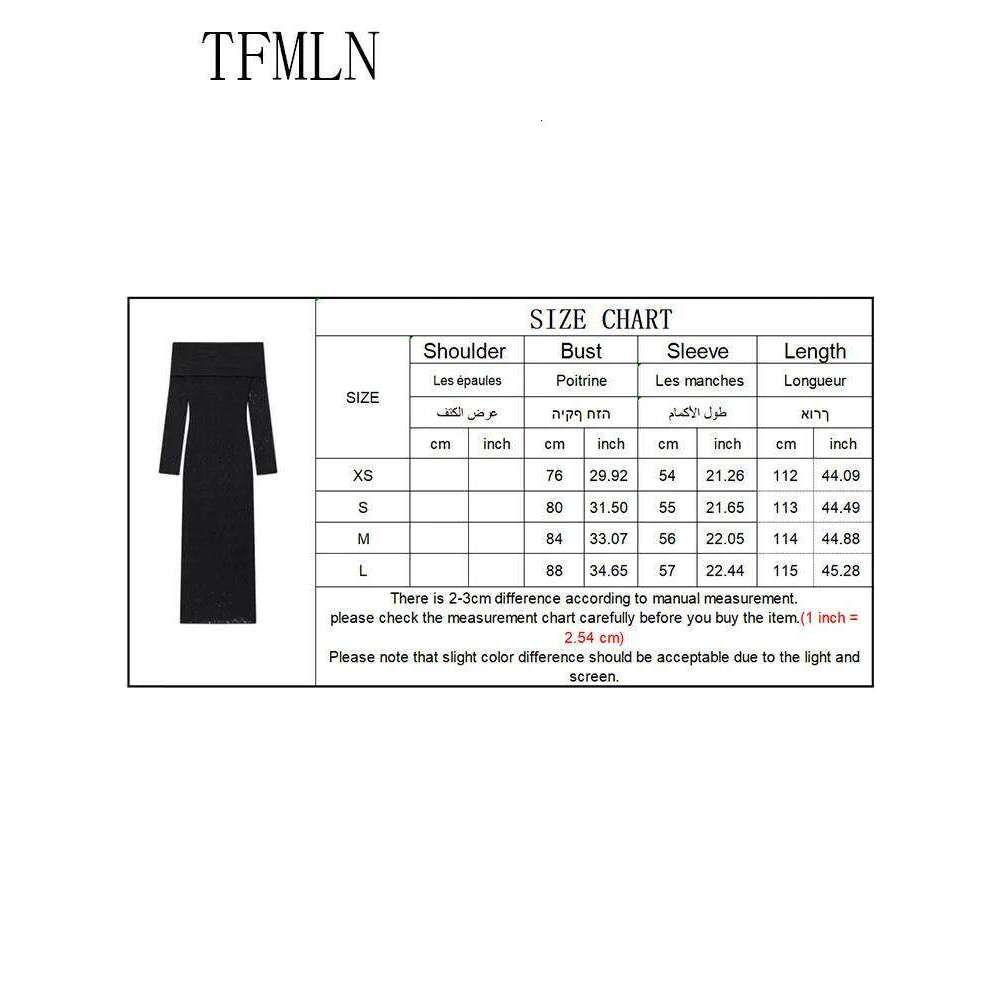 TFMLN 2025 New Women Lace Off Shoulder Elegant Ladies Full Sleeve Solid Slim Party Dress Sexy Side Zipper Long Dresses C260312