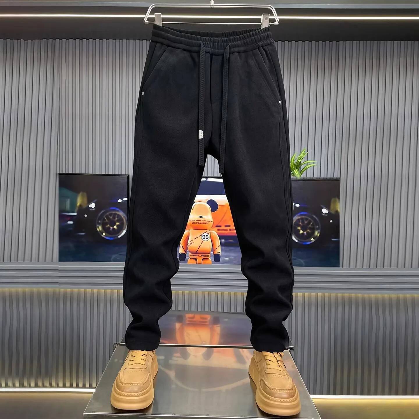 2026 New Black Joggers Casual Pants High Street Sports Trousers Cotton 9-Minute Sweatpants Fashionable Men's Clothing