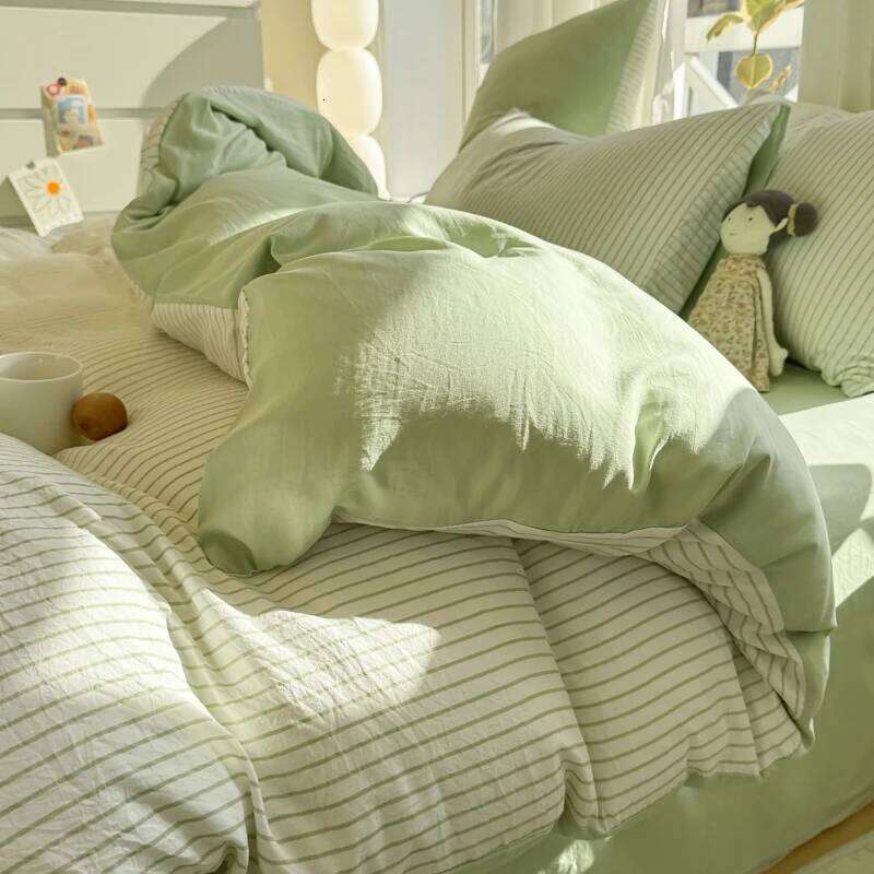 2025 New Stripe Series Quilt Cover Skin Friendly 4-piece Bedding Set Pillow Case with Bed Sheet Four General 150x200 200x230 H260312