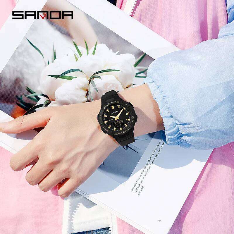 Sanda New Luxury Fashion Women Sport Watch Military Waterproof Multifunctional Led Digital Quartz Relogio Feminino 6005