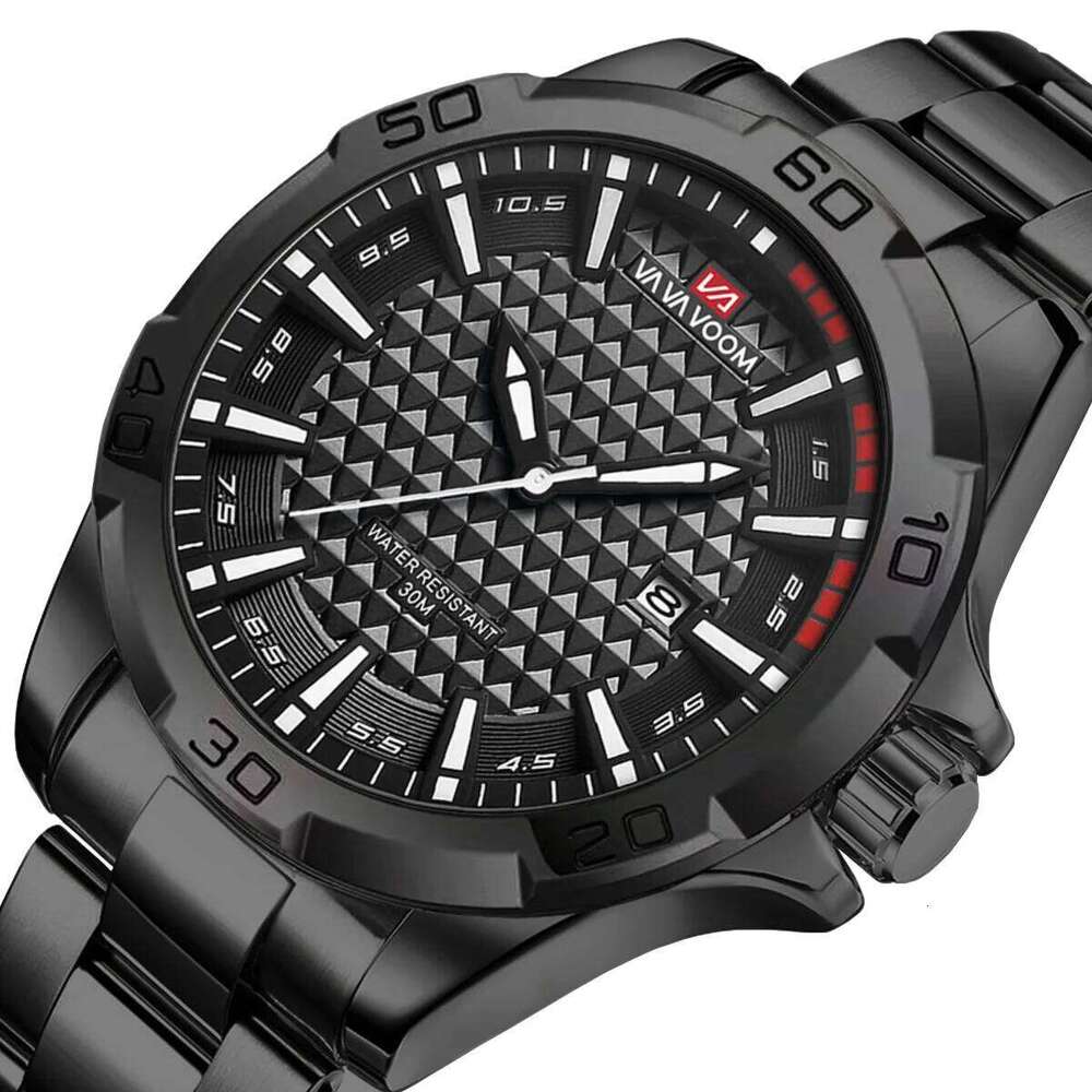 Stainless Steel Quartz Watch Business Fashion 45mm Calendar Clock Silver Sports 3Bar Waterproof Gift Wristatch for Men Reloj