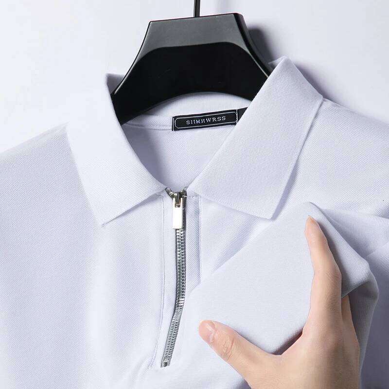 Summer New Men's Casual Slim Fit Polo Shirt Flip Collar Breathable Half Zipper Short Sleeve Top Solid Color Comfortable T-shirt 26H0312