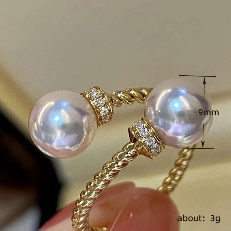 Fashion Luxury Pearl Rings for Women Wedding Rings Twisted Double Bead Adjustable Exquisite Classic Open Ring