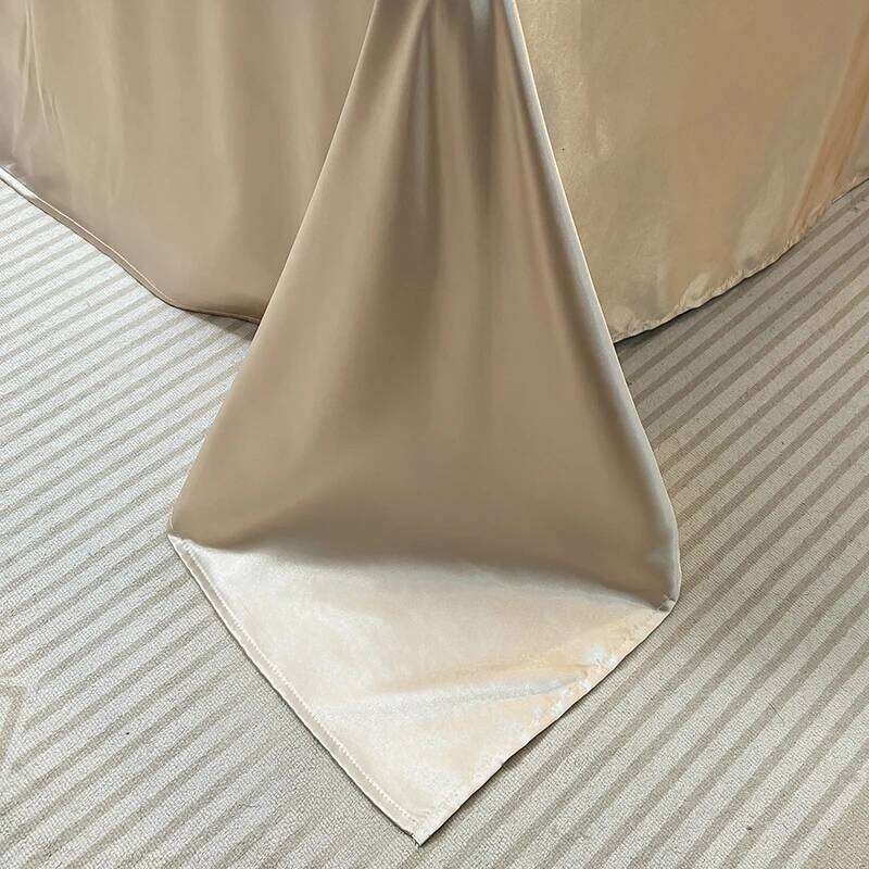 WOSTAR satin rayon bedding four-piece set summer solid duvet cover bed sheet and pillowcase twin full queen king size H260312