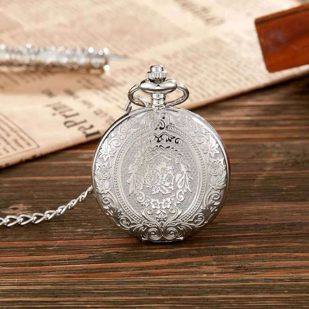 Vintage classic quartz watch exquisite carved flip chain pendant men women pocket watches reloj