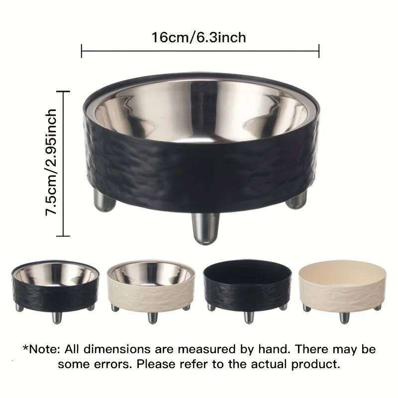 Elevated Stainless steel Pet Dog Cat bowl Heighten Neck Protection Food Bowl, Anti-dumping, Non-slip, Suitable for Kittens and P 26Y0312