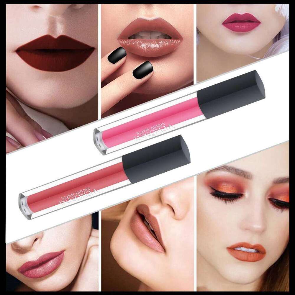 14 color square tube gloss waterproof non stick cup, 24-hour long-lasting lipstick lip gloss, sexy and tempting cosmetics W260311