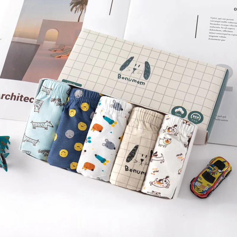 510 Pieces Cotton Kids Triangle Underwear Aged 213 Boys Briefs Dinosaur Print Cartoon Dog Pattern Soft Toddler Underpants 260311