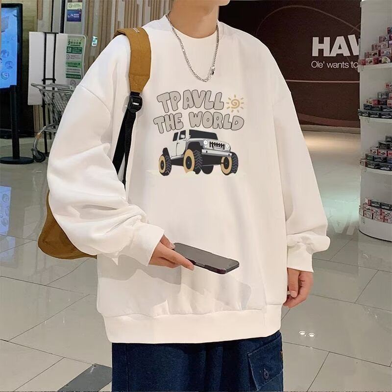 Men's Autumn/winter Sweatshirt Spring/autumn Couple's Style New Round Neck Loose Top Chic Hong Kong Designer Hoodie Style Trend