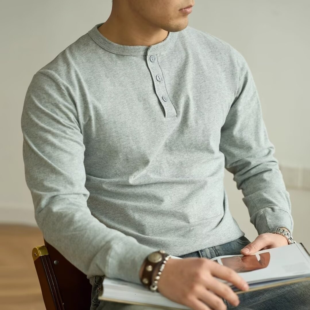 Fall New Large Size Casual Simple Retro T-shirt For Teenagers Long Sleeve Designer Hoodie Men's Underlay Shirt