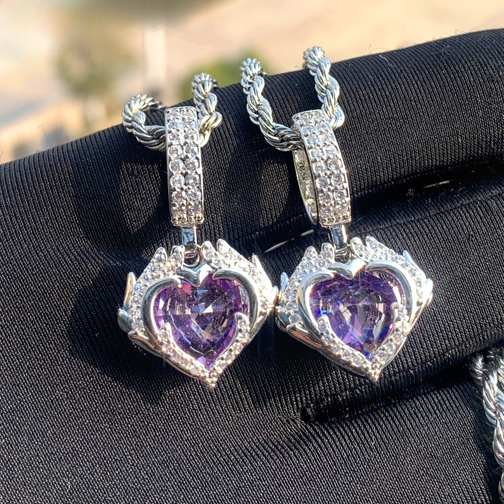 Romantic Silver Purple Heart Shaped Halo Necklace An Eternal Symbol Of Love Jewelry Perfect For Layering And Gift Giving