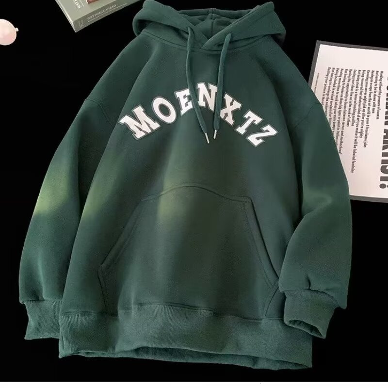New Fleece-lined Sweatshirt For Men Thickened Hoodie Autumn And Winter Trendy Loose Designer Hoodie Youth Pullover Hooded Jacket