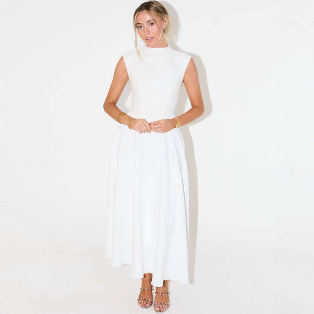 2025 New European American Style Cross-Border French Women's Solid Color High-End Simple and Elegant Lady's Dress