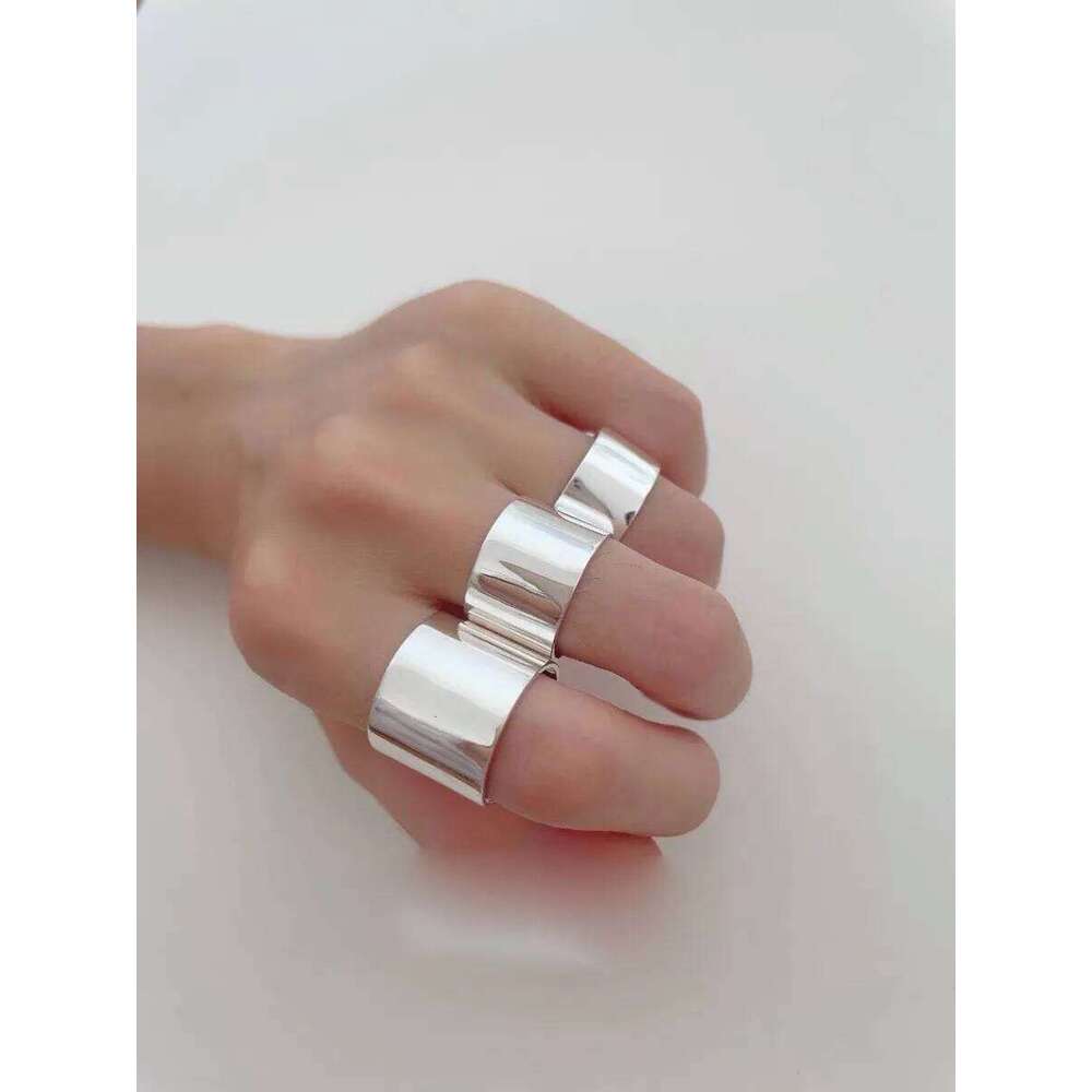 BF CLUB 925 Sterling Silver Rings For Women Girl Female Open Minimalist Retro Wide Ring Creative Anillos Bague Fine Jewelry H260312