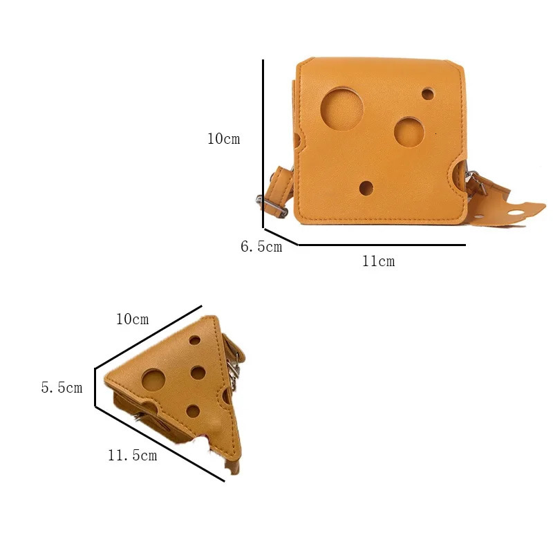 Womens Triangle and Square Cheese Shaped Mini PU Leather Bags Cute Earphone Lipstick Purses Handbags Crossbody Shoulder Bag 260227