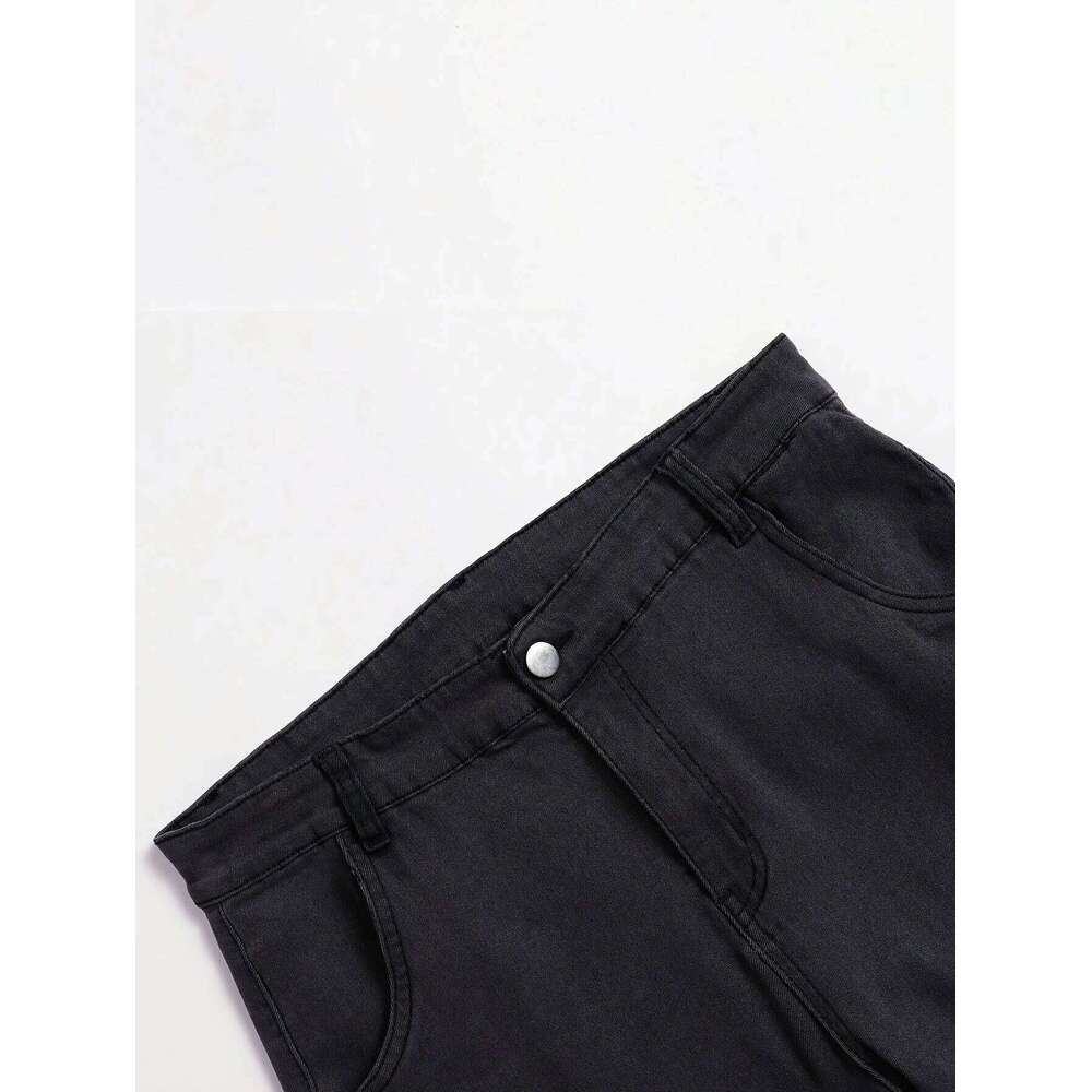 Men's workwear multi pocket jeans, casual street style straight leg denim pants 26Y0312