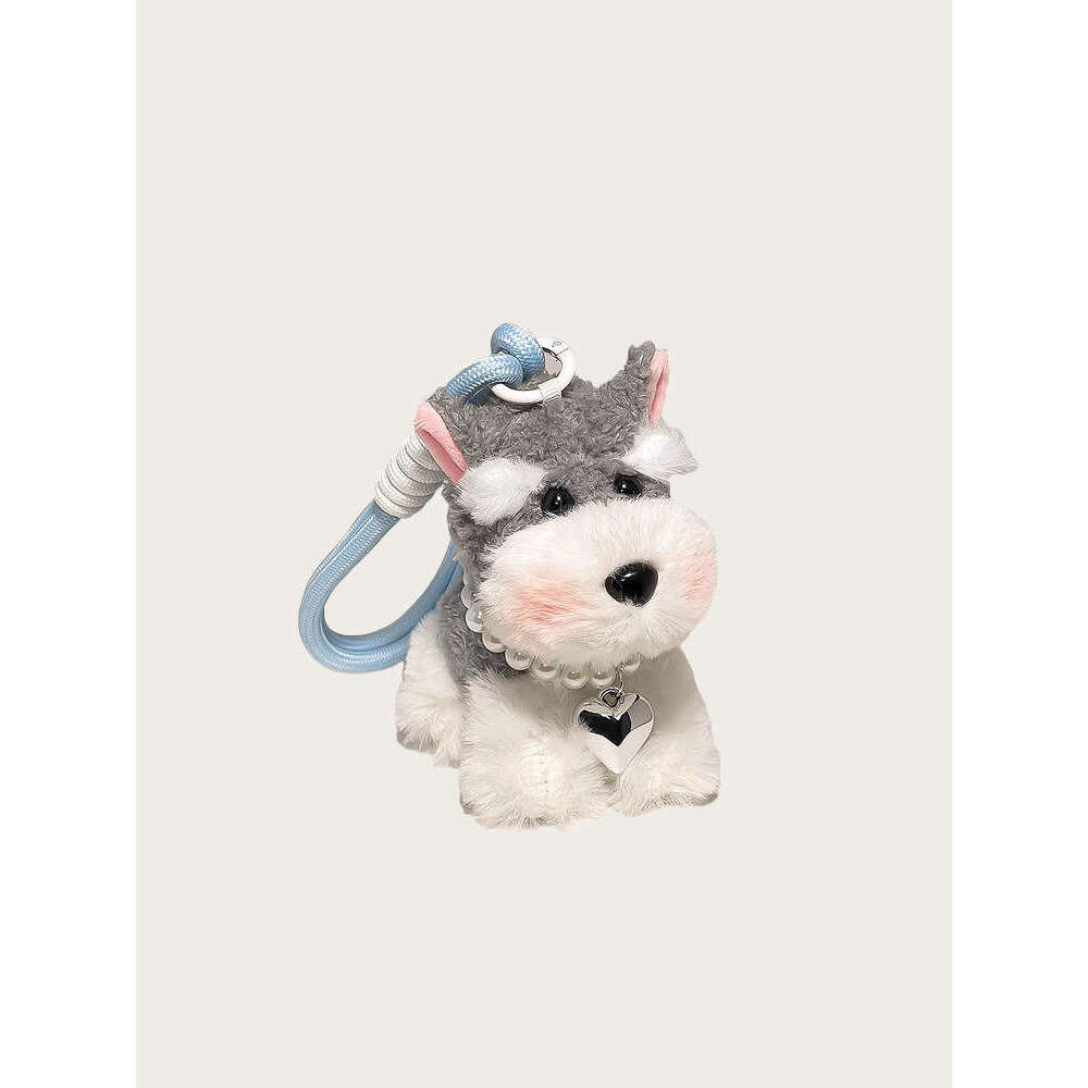 Original Cute Schnauzer Puppy Bag Girls Plush Doll Backpack Pendant Keychain Couple Gift