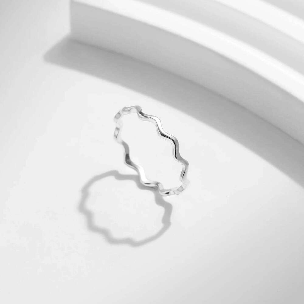MODIAN 925 Sterling Silver Line Wave Trendy Thin Finger Ring Simple Stackable Exquisite Rings For Women Girl Party Jewelry Gifts H260312