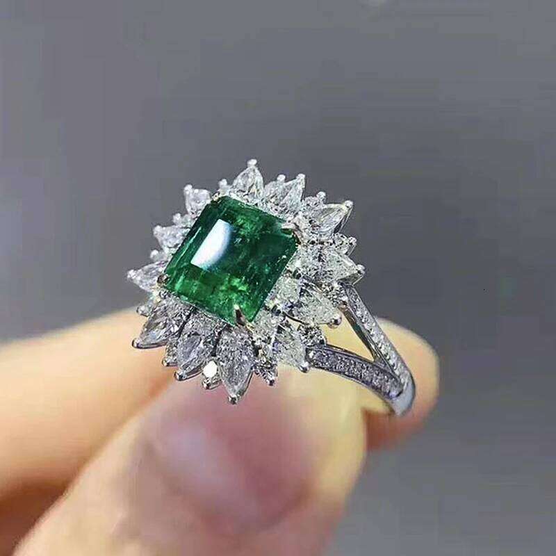 Huitan Green CZ for Bridal Wedding Ceremony Party Fashion Accessories High Quality Women's Rings Statement Jewelry H260312