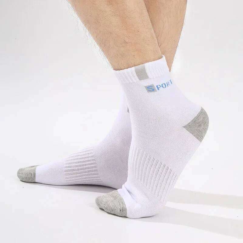 5Pairs 2025 Mens Fashion Sports Spring and Autumn Sweat Absorbent Comfortable Thin Breathable Meias Socks EU 38-47 Z260312