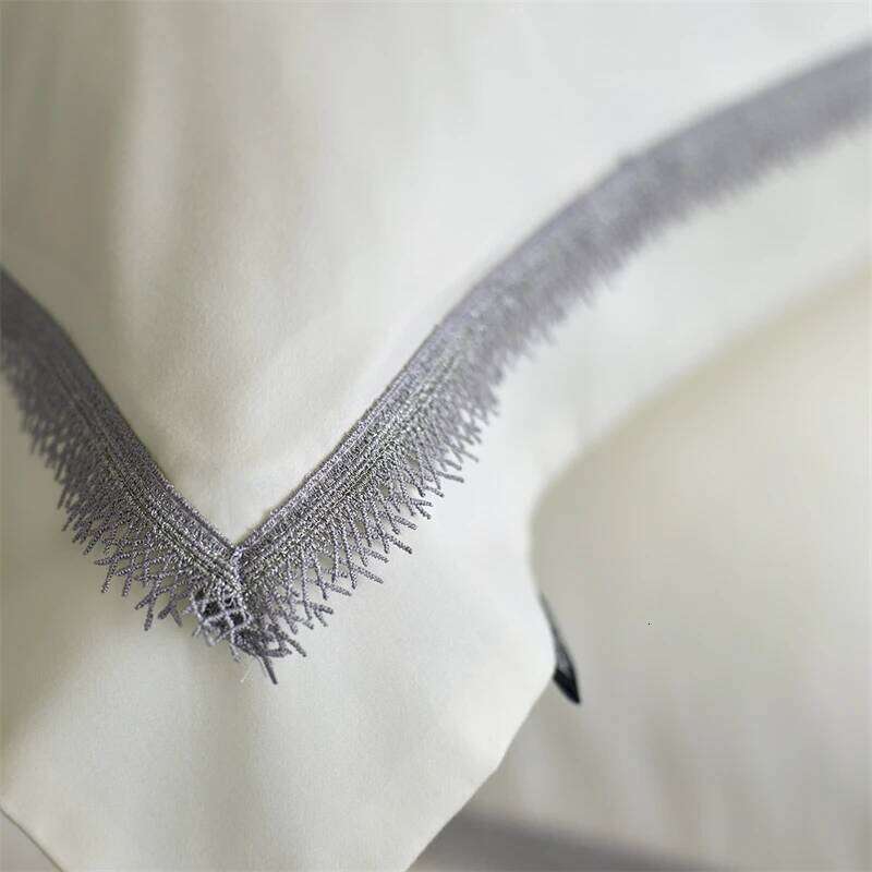 Lace Wide Edge Solid Color Simple Bedding Set 1000TC Egyptian Cotton Duvet Cover Flat/Fitted Bed Sheet Pillowcases 4Pcs H260312