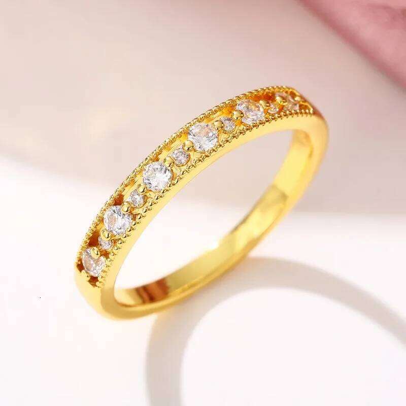 Huitan Dainty Thin for Women with Dazzling Cubic Zirconia Fashion Versatile Girls Rings Minimalist Gift Statement Jewelry H260312