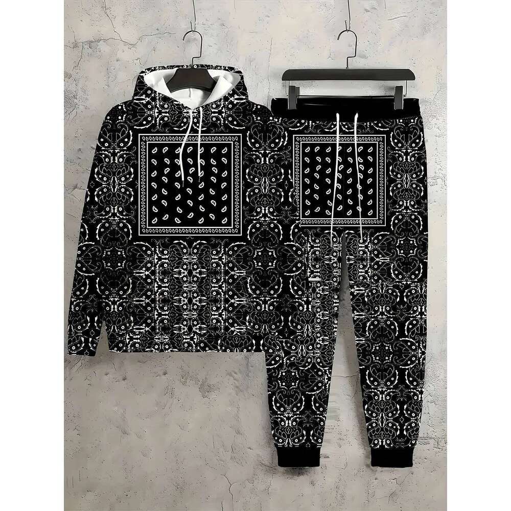 Spring Fashion Men's Tracksuit Hooded Sweatshirt+Sweatpants Sports Suit Casual Jogger Sportswear 2 Piece Male Streetwear
